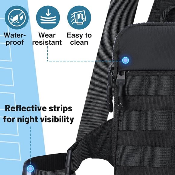 Men's Small Waterproof Tactical Sling Bag with High-Visibility Orange Lining and - Picture 5 of 7